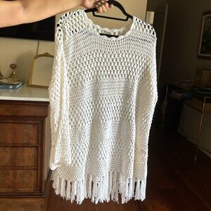 Show me your mumu white long sleeve knit bathing suit cover up